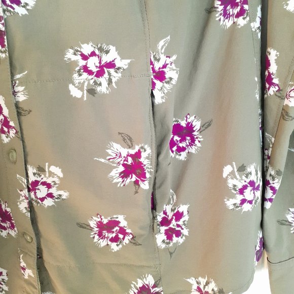 Duluth Trading DuluthFlex Sidewinder Long Sleeve Shirt Green Floral Size Size M - Picture 6 of 13